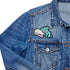 Patch featuring a teal bear holding a large cleaver knife. The design is bold and edgy, combining cute and punk elements.